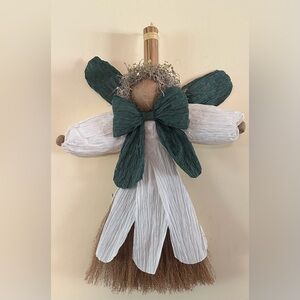 Elegant Green and White Holiday Angel Decoration